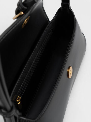 Annelise Double Belted Shoulder Bag, Black, hi-res