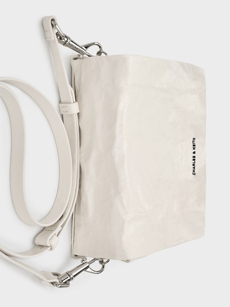 Cream Matina CrinkleEffect Crossbody Bag CHARLES & KEITH IN