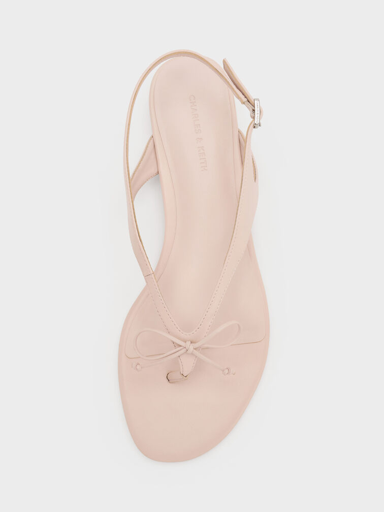 Bow Slingback Thong Sandals, Nude, hi-res