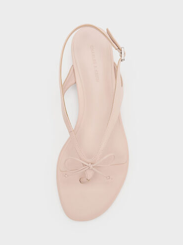 Bow Slingback Thong Sandals, Nude, hi-res