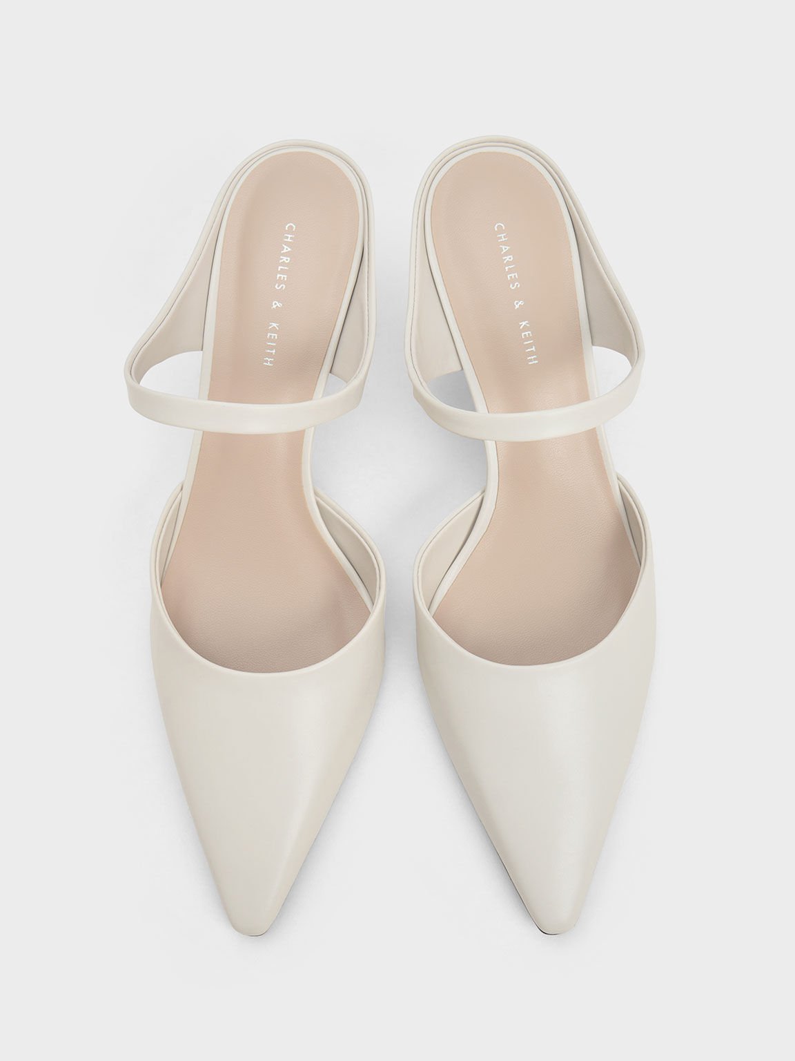 White low shop heel mules