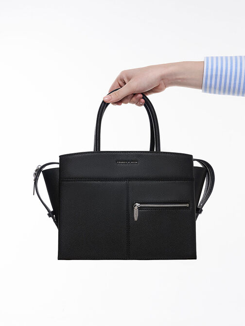 Anwen Trapeze Top Handle Bag, Noir, hi-res