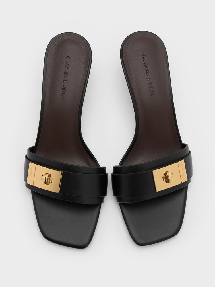 Aelin Kitten-Heel Mules, Black, hi-res