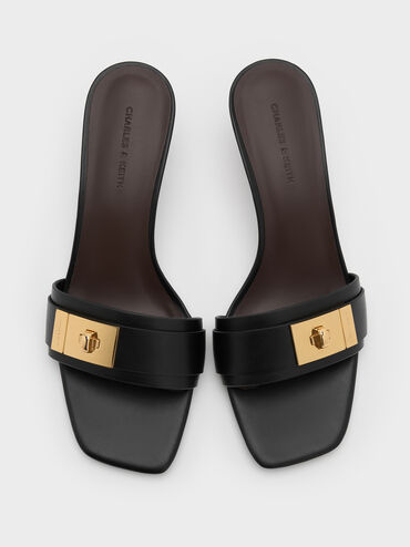 Aelin Kitten-Heel Mules, Black, hi-res