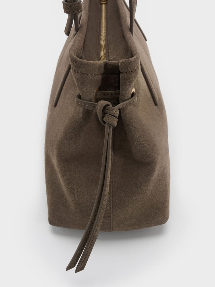Noane Elongated-Handle Shoulder Bag, Stone Grey, hi-res