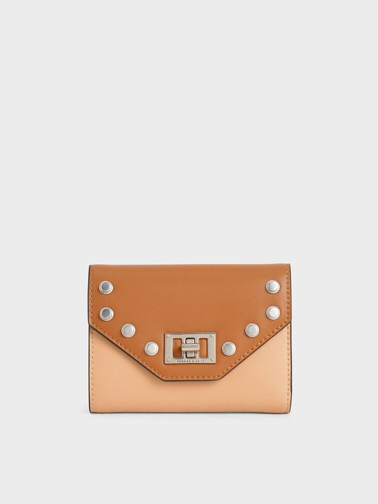 Studded Small Wallet, Nude, hi-res