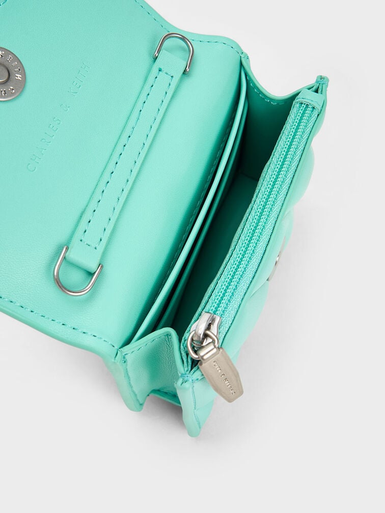 Asymmetric Flap Panelled Wallet, Mint Green, hi-res