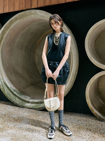 Beryl Belted Saddle Bag, Cream, hi-res