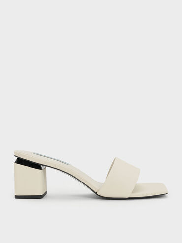 Square Block Heel Mules, Chalk, hi-res