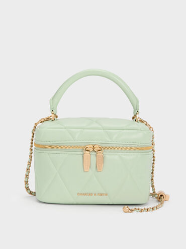 Arwen Quilted Top Handle Vanity Bag, Mint Green, hi-res