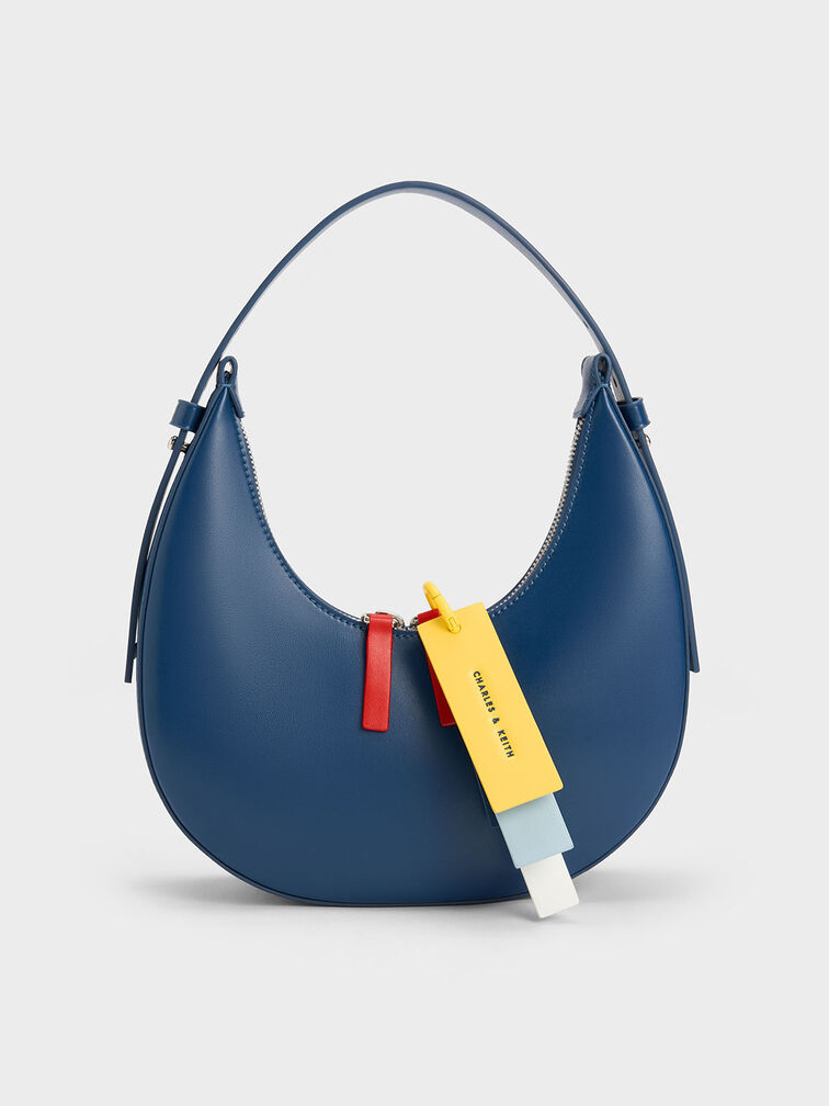 Carey Crescent Hobo Bag, Navy, hi-res