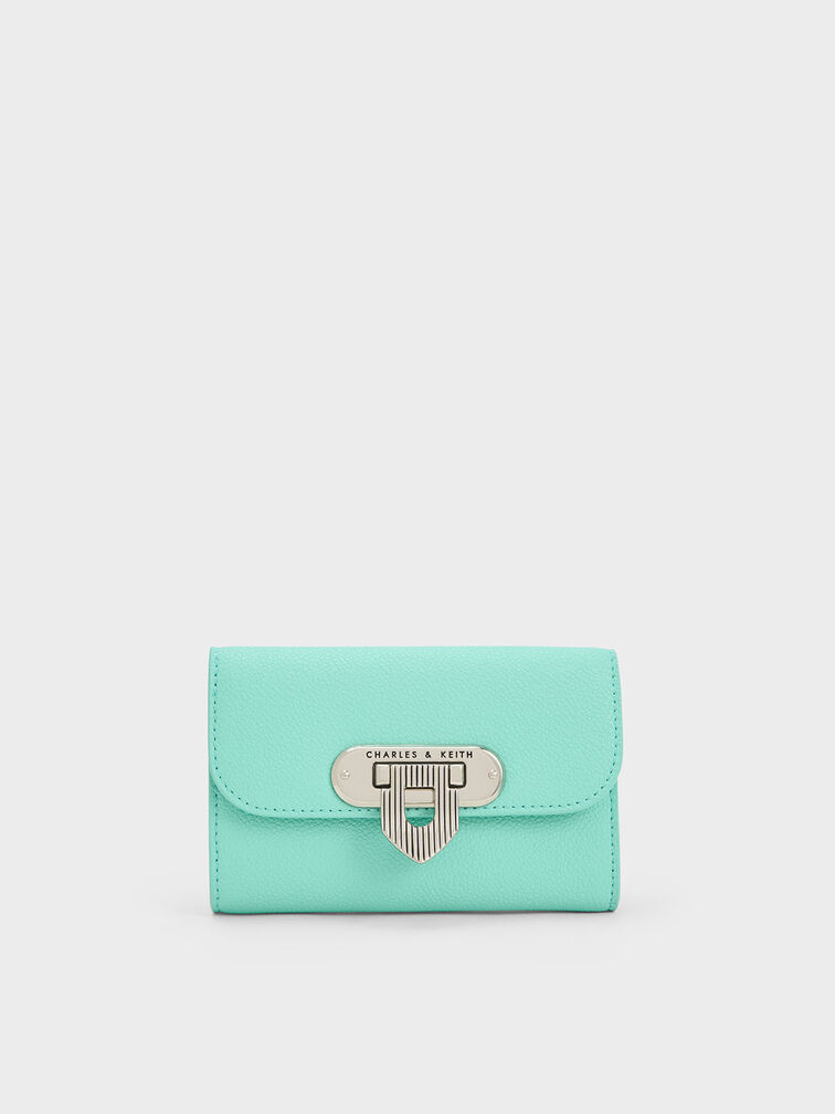 Alcott Push-Lock Wallet, Mint Green, hi-res