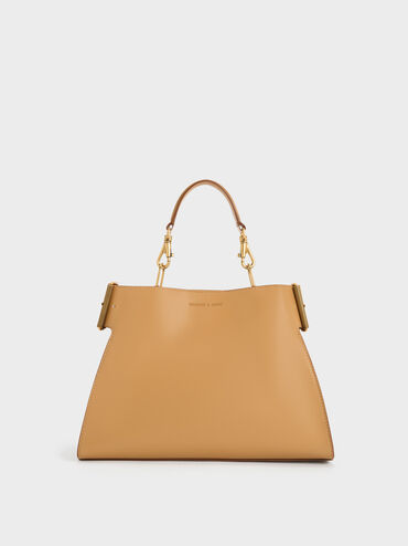 Lexie Side-Buckle Trapeze Shoulder Bag, Sand, hi-res