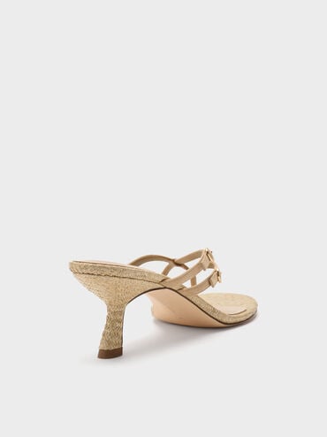 Faux Suede Crossover Toe-Ring Strappy Heels, Sand, hi-res