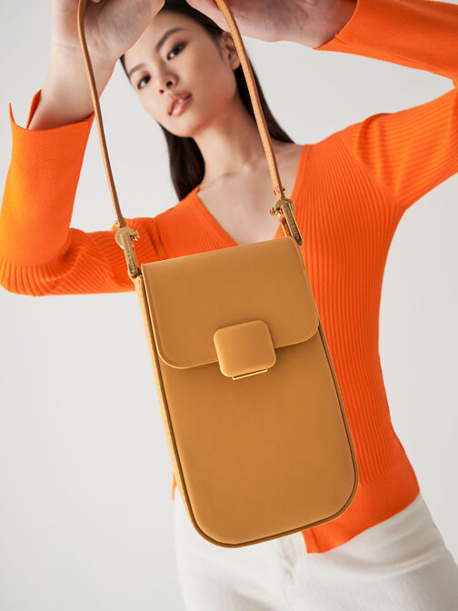 Koa Elongated Wristlet Bag, Orange, hi-res