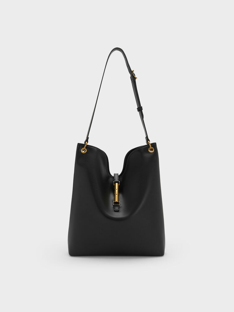 Cesia Metallic-Accent Tote Bag, Black, hi-res