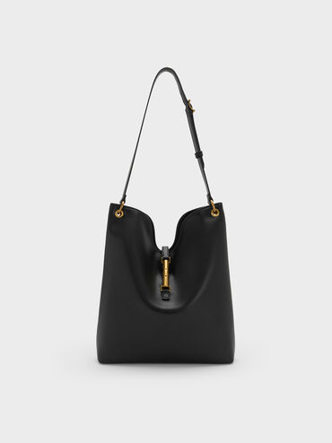 Cesia Metallic-Accent Tote Bag, Black, hi-res