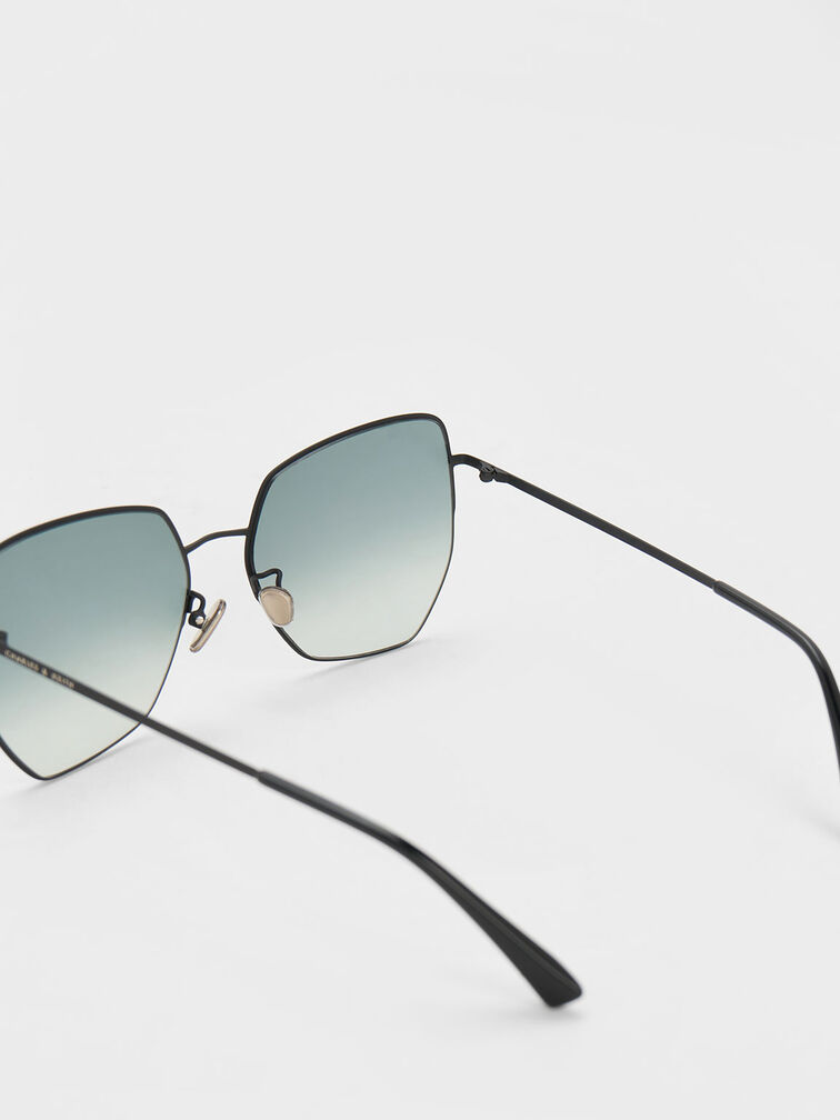 Recycled Acetate Butterfly Sunglasses, Black, hi-res