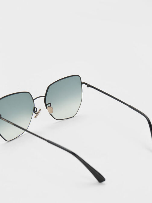 Recycled Acetate Butterfly Sunglasses, Black, hi-res