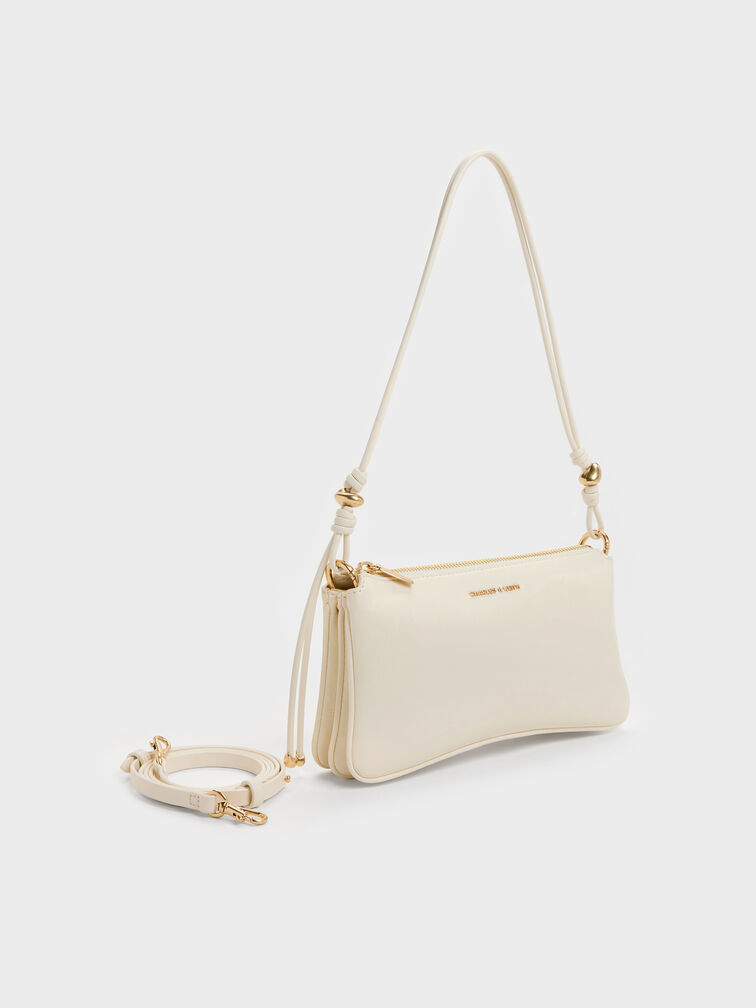 Augustine Eel-Effect Knotted-Strap Shoulder Bag, Cream, hi-res