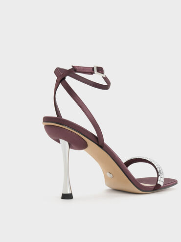 Demi Recycled Polyester Embellished Ankle-Strap Sandals, Prune, hi-res