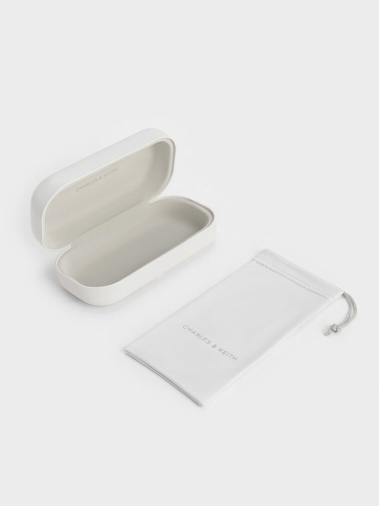 Crystal-Embellished Metal-Rim Butterfly Sunglasses, Rose Gold, hi-res