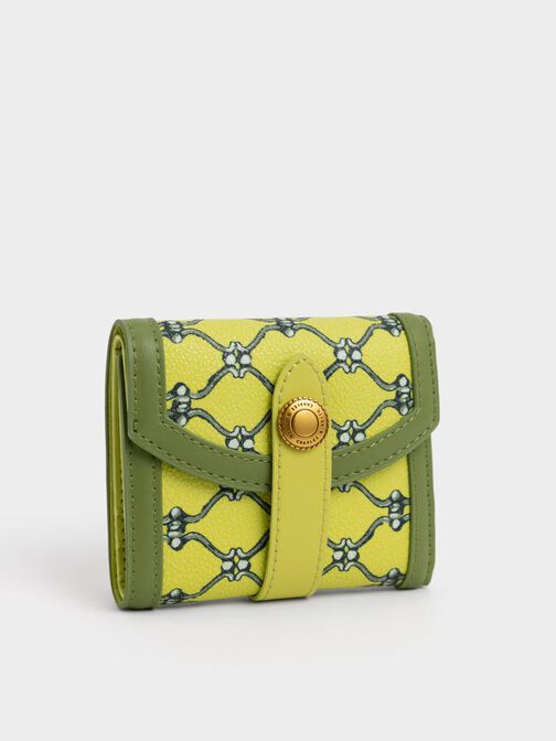 Este Belted Printed Small Wallet, Lime, hi-res