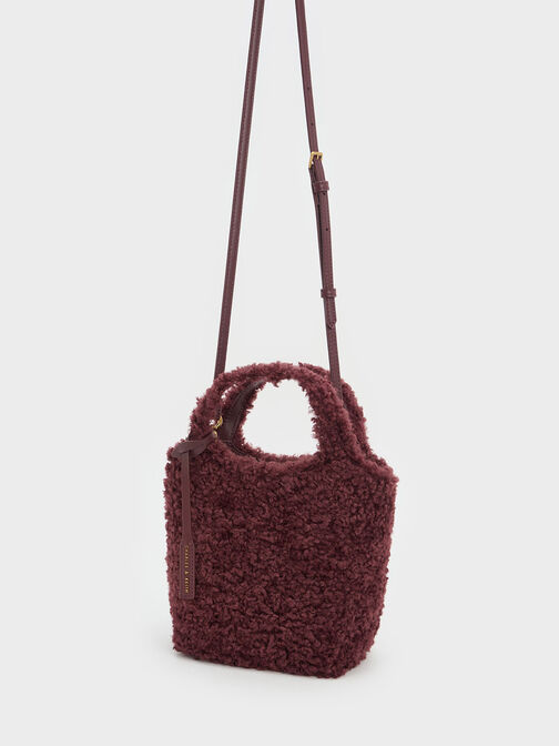 Arlys Furry Tote Bag, Burgundy, hi-res