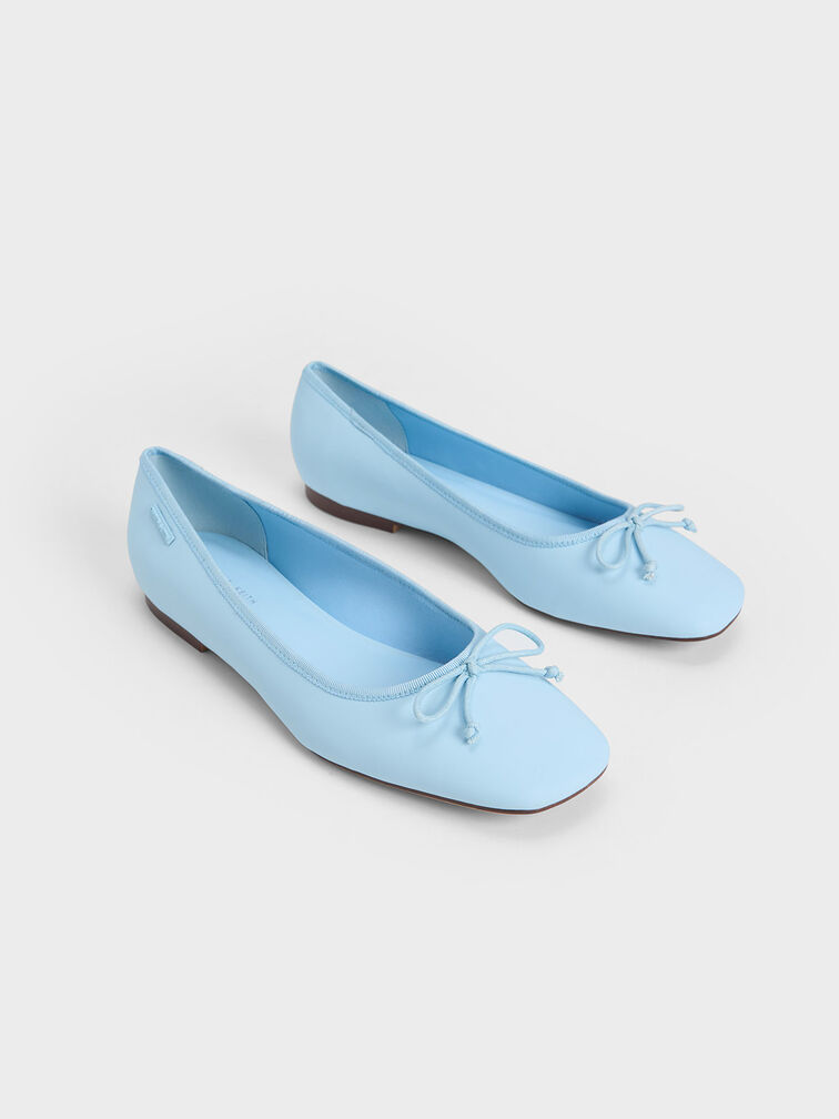 Rhea Bow Ballerinas, Light Blue, hi-res
