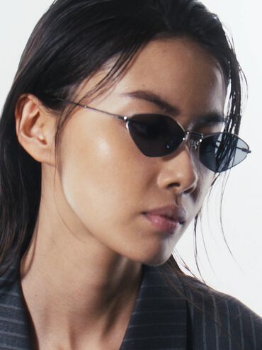 Jax Metal-Frame Geometric Sunglasses, Silver, hi-res