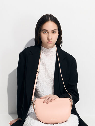 Elora Curved Top Handle Bag, Pink, hi-res