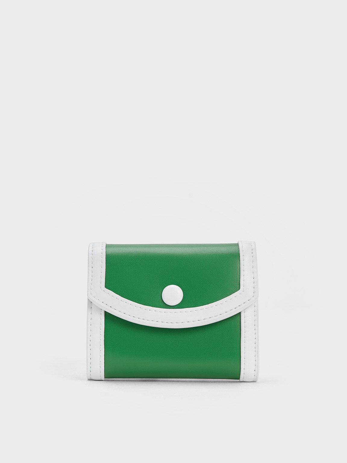 Alouette Contrast Trim Small Wallet, Green, hi-res