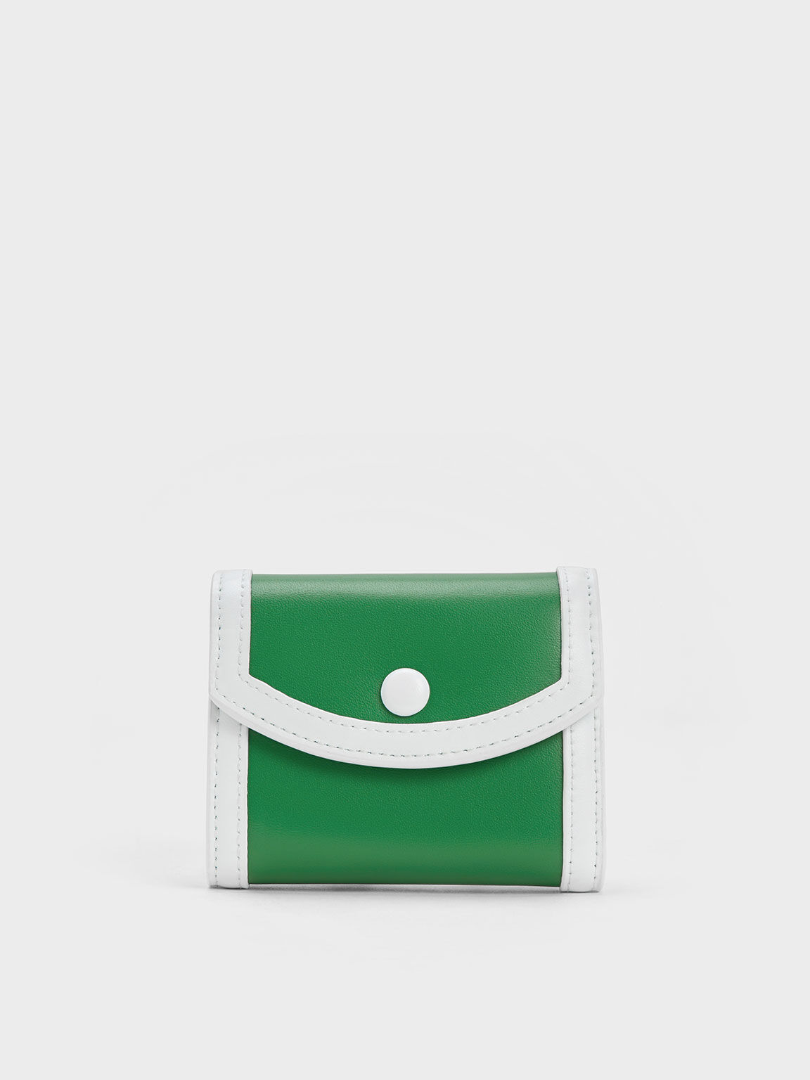 Alouette Contrast Trim Small Wallet, Green, hi-res