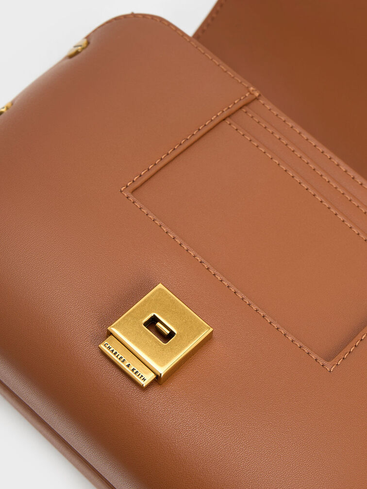 Clea Chain-Handle Bag, Tan, hi-res