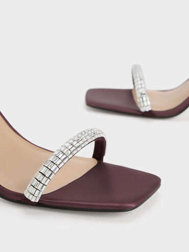 Demi Recycled Polyester Embellished Ankle-Strap Sandals, Prune, hi-res