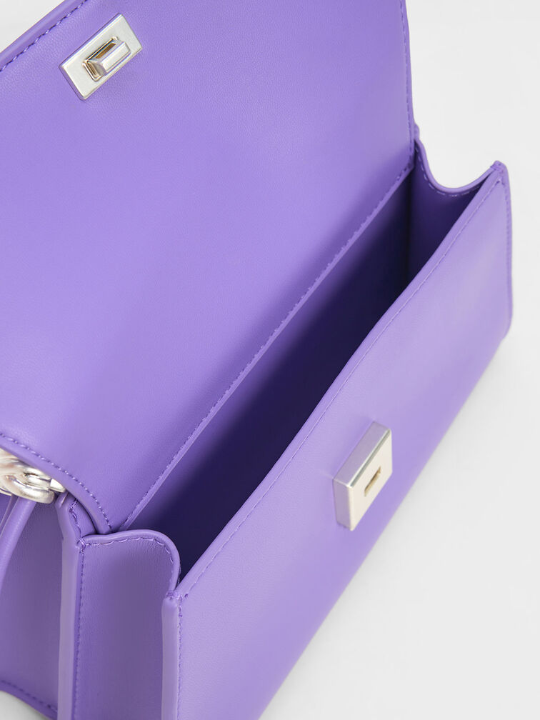 Cosette Ruched-Handle Trapeze Bag, Purple, hi-res