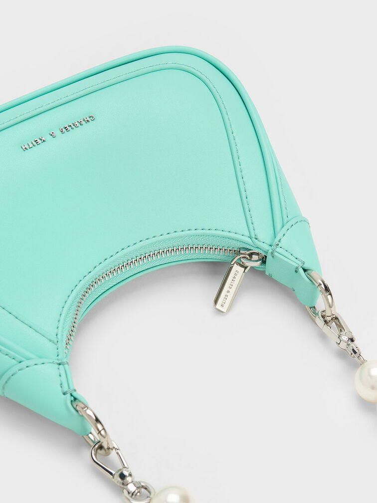Beaded Handle Hobo Bag, Mint Green, hi-res