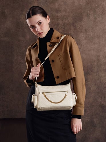 Duo Quilted Shoulder Bag, Cream, hi-res