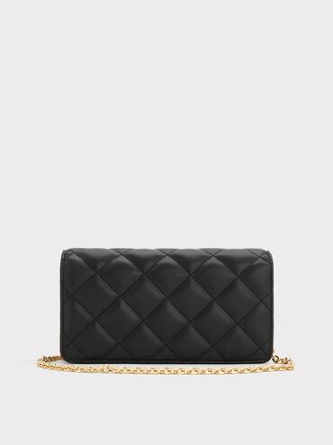 Arrietty Quilted Wallet On Chain, Black, hi-res