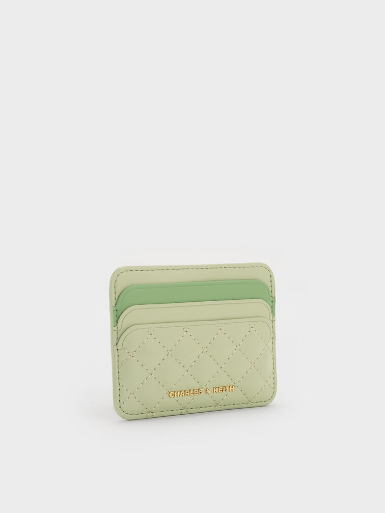 Cleo Two-Tone Quilted Card Holder, Matcha Green, hi-res