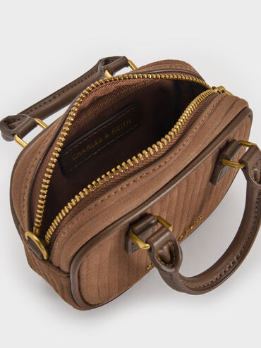 Sianna Corduroy Bag Charm, Mocha Brown, hi-res