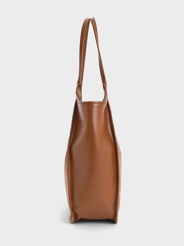 Sianna Crinkle-Effect Slouchy Tote Bag, Chocolate, hi-res