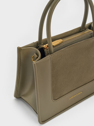 Mini Daylla Recycled Suede Tote Bag, Deep Olive, hi-res