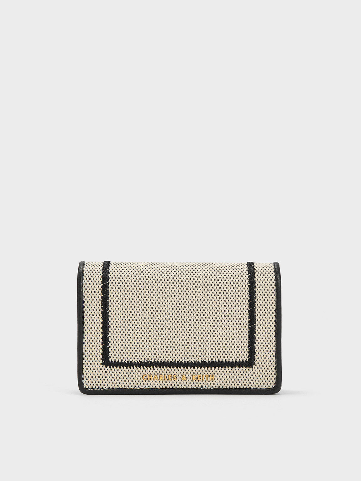 Astra Canvas Contrast Trim Wallet, Black Textured, hi-res