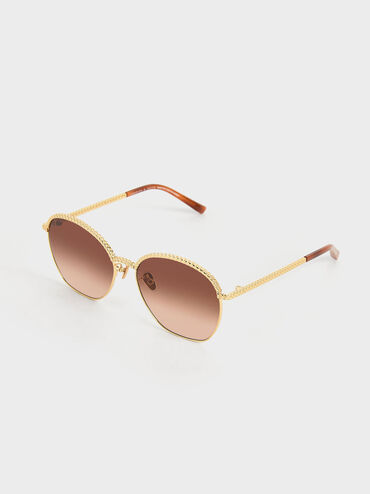 Braided Butterfly Sunglasses, Gold, hi-res