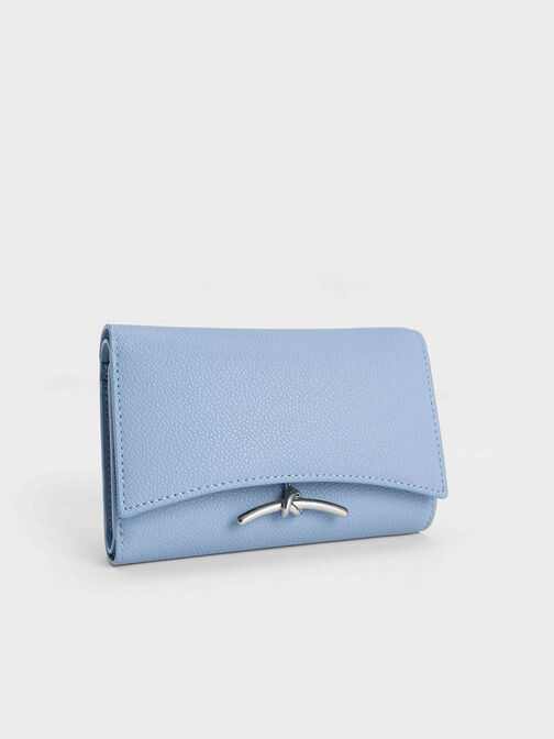 Huxley Metallic Accent Front Flap Wallet, Light Blue, hi-res