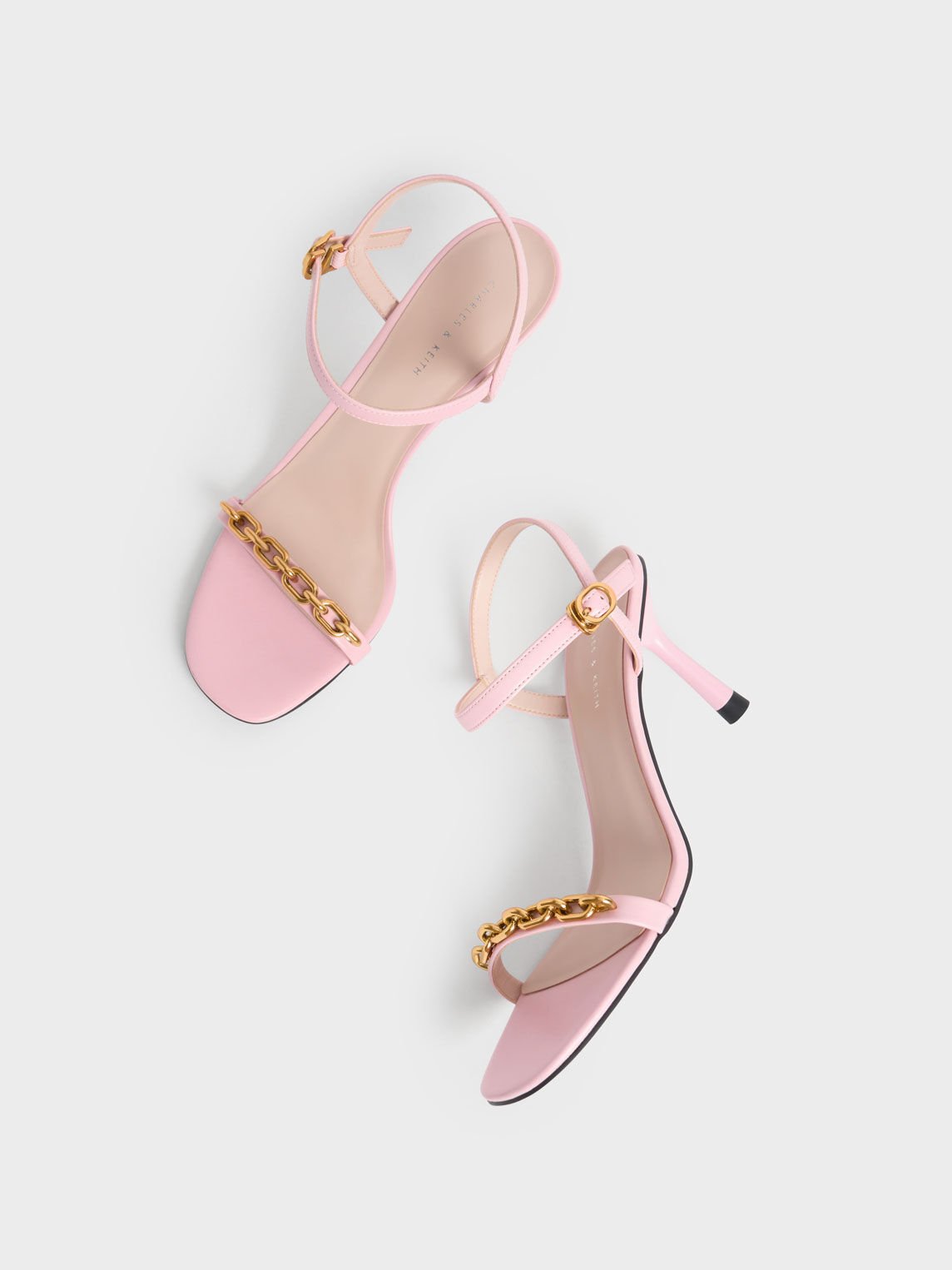 Chain Link Heeled Sandals Light Pink