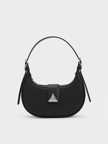 Trice Metallic Accent Belted Shoulder Bag, Noir, hi-res