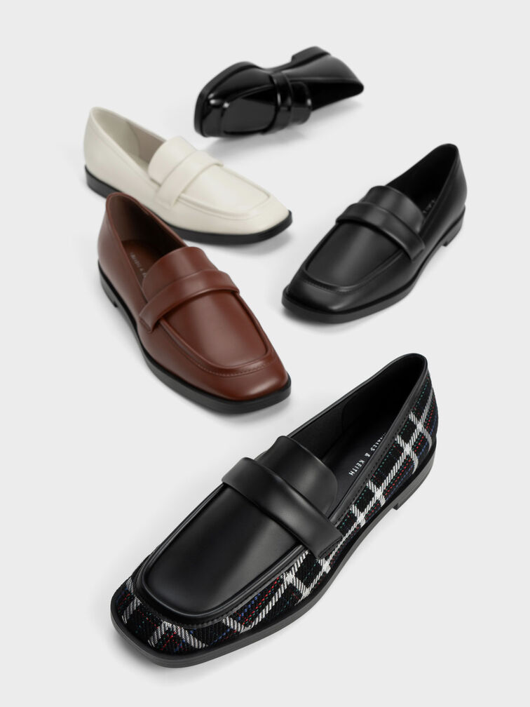 Square-Toe Penny Loafers, Brick, hi-res