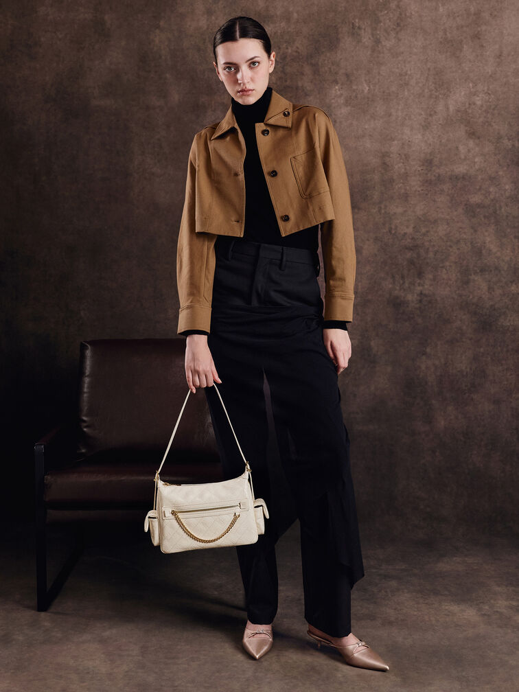 Duo Quilted Shoulder Bag, Cream, hi-res